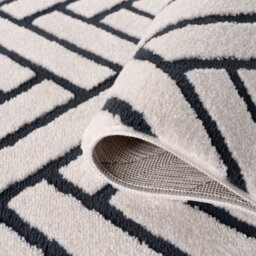 The Rugs Loft Navy And Ivory Herringbone Living Room Area Rug And Runners Soft Pile - thumbnail 6