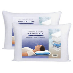 Mediflow Elite Down Alternative Water Pillow Pair Adjustable Waterbase Neck Support, Hypoallergenic Fibre Fill, 50 X 70Cm
