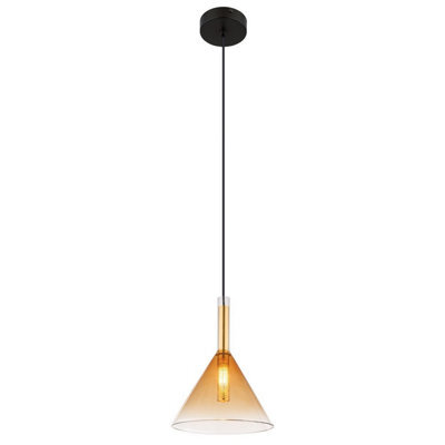 Luminosa Lighting Luminosa Lopusa Dome Slim Pendant Ceiling Light Matt Black Amber Glass Shade 1X G9 - image 1