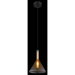 Luminosa Lighting Luminosa Lopusa Dome Slim Pendant Ceiling Light Matt Black Amber Glass Shade 1X G9 - thumbnail 4