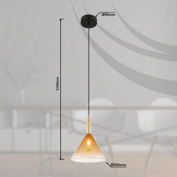 Luminosa Lighting Luminosa Lopusa Dome Slim Pendant Ceiling Light Matt Black Amber Glass Shade 1X G9 - thumbnail 7