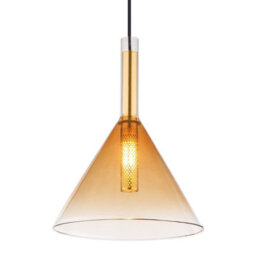 Luminosa Lighting Luminosa Lopusa Dome Slim Pendant Ceiling Light Matt Black Amber Glass Shade 1X G9 - thumbnail 3