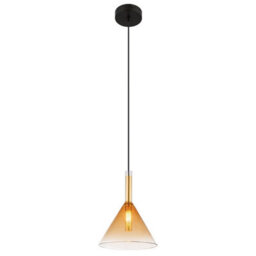 Luminosa Lighting Luminosa Lopusa Dome Slim Pendant Ceiling Light Matt Black Amber Glass Shade 1X G9