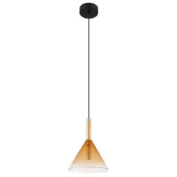 Luminosa Lighting Luminosa Lopusa Dome Slim Pendant Ceiling Light Matt Black Amber Glass Shade 1X G9 - thumbnail 2