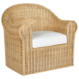 Wyld and Coco Verdantnest 5 Seater Garden Sofa Set - Natural Rattan With White Cotton Cushions, 3-Seater + 2 Armchairs + Oval Coffee Table - thumbnail 9