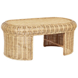 Wyld and Coco Verdantnest 5 Seater Garden Sofa Set - Natural Rattan With White Cotton Cushions, 3-Seater + 2 Armchairs + Oval Coffee Table - thumbnail 5