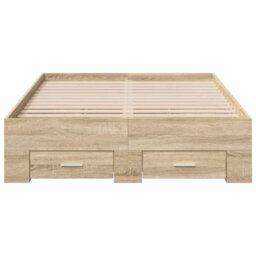 Berkfield Modern Bed Frame Sonoma Oak 140X200 Cm Engineered Wood - thumbnail 5