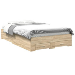 Berkfield Modern Bed Frame Sonoma Oak 140X200 Cm Engineered Wood - thumbnail 3