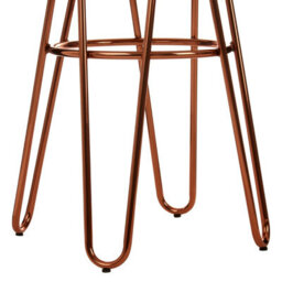 Orsina Lightweight Rose Gold Metal And Elm Wood Round Stool, Small Hairpin Stool, Sturdy Stool For Lounge, Bedroom - thumbnail 5