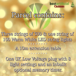 Best Artificial 1000 Warm White Led's 100M/328Ft Black Cable Mains Power Connectable Indoor Outdoor Waterproof String Lights Garden Party - thumbnail 8