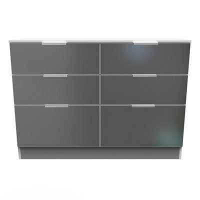 Poole 6 Drawer Wide Chest In Black & White (Ready Assembled) - image 1