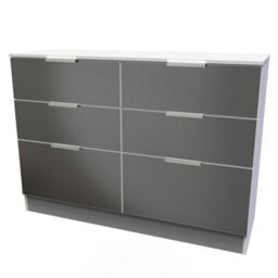 Poole 6 Drawer Wide Chest In Black & White (Ready Assembled) - thumbnail 3