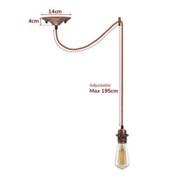 Black Vintage Industrial Single Head Spider 2M Pendant Light E27 Ceiling Chandelier With Bulb For Bedroom & Kitchen - thumbnail 4