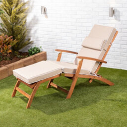 Alfresia Taupe Steamer Deck Chair Garden Cushion With Luxury Thick Foam Filling - thumbnail 2