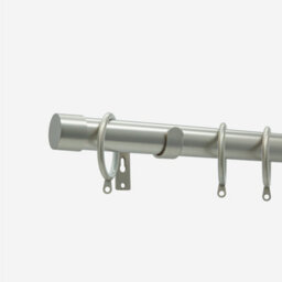 Brushed Steel 28mm End Cap Fixed Length Metal Curtain Pole  90Cm - thumbnail 2