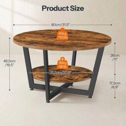 Coffee Sofa Side End Desk Table For Living Room Round Center Table - thumbnail 4