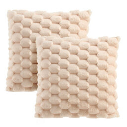 Living And Home Cozy Soft Plush Throw Pillowcases Cushion Covers Warm And Comfortable Set Of 2 Without Insert - thumbnail 1