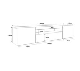 Furneo High Gloss & Matt White Living Room Set Tv Stand Display Cabinets Artclif 8 Blue Led Lights - thumbnail 3