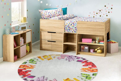 RugsX Bambino 38480 Round Washing Carpet Construction Kit For Children Anti-Slip - Grey Circle 160 Cm - image 1