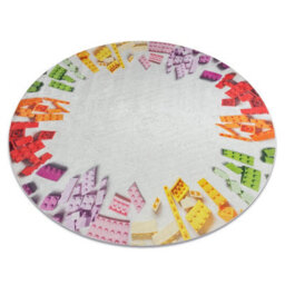 RugsX Bambino 38480 Round Washing Carpet Construction Kit For Children Anti-Slip - Grey Circle 160 Cm - thumbnail 4