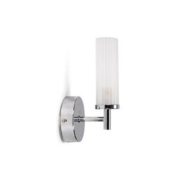 Valuelights Canya Chrome Ip44 Rated Bathroom Frosted Reeded Glass Wall Light - thumbnail 1