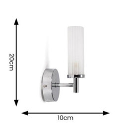 Valuelights Canya Chrome Ip44 Rated Bathroom Frosted Reeded Glass Wall Light - thumbnail 7