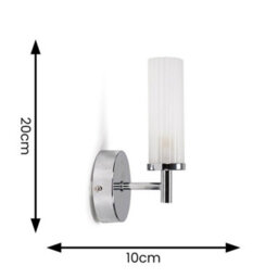 Valuelights Canya Chrome Ip44 Rated Bathroom Frosted Reeded Glass Wall Light - thumbnail 5