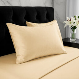 Microfibre Soft Touch Plain Dyed Housewife Pillowcase Pair Beige