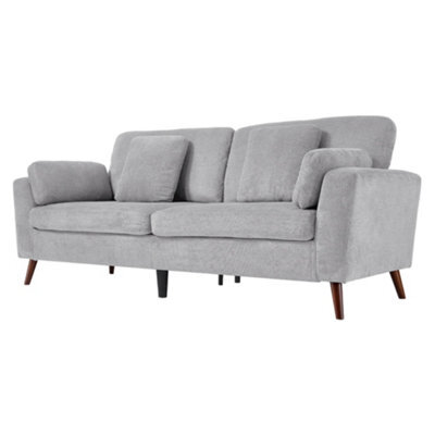 Living And Home 2-Seater Grey Chenille Upholstered Sofa With Pillows - image 1