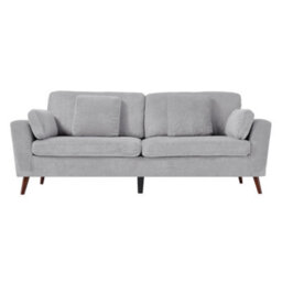 Living And Home 2-Seater Grey Chenille Upholstered Sofa With Pillows - thumbnail 2