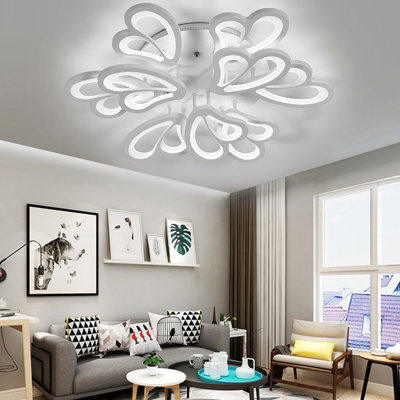 Living And Home 9 Head Contemporary Flower Like Led Semi Flush Ceiling Light Cool White - image 1