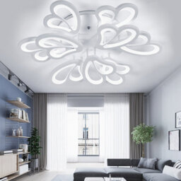 Living And Home 9 Head Contemporary Flower Like Led Semi Flush Ceiling Light Cool White - thumbnail 2
