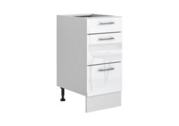 Impact Furniture Kitchen Drawer Unit White Gloss Base Cabinet 400mm Slim Narrow Storage Cupboard Modern Flat Pack Soft Close 3 Drawers Ella - thumbnail 2