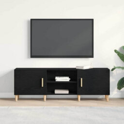 Berkfield Modern Tv Stand - Black Oak, 150X30X50 Cm, Made Of Engineered Wood - thumbnail 4