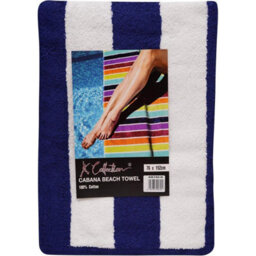 K Collection Striped Beach Towel (Pack Of 2) Navy (One Size) - thumbnail 2
