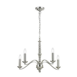 Luminosa Lighting Luminosa Astaire 5 Light Multi Arm Ceiling Pendant Satin Nickel, Natural Tc Fabric, E14 - thumbnail 2