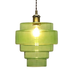 First Choice Lighting Set Of 2 Benson - 5 Tier Green Glass Easy Fit Pendant Lightshades - thumbnail 3