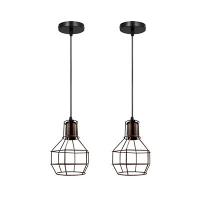 Industrial Cage Pendant Ceiling Light,adjustable Hanging Ceiling Lights, Black Wire Lampshade For Kitchen Bar Cafe Hallway - image 1