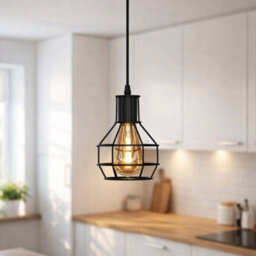 Industrial Cage Pendant Ceiling Light,adjustable Hanging Ceiling Lights, Black Wire Lampshade For Kitchen Bar Cafe Hallway - thumbnail 9