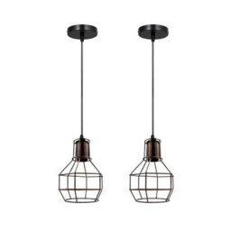 Industrial Cage Pendant Ceiling Light,adjustable Hanging Ceiling Lights, Black Wire Lampshade For Kitchen Bar Cafe Hallway