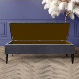 Safar 180Cm Ottoman Storage Bench - Naples Shoe Bench - Charcoal Lined Upholstery Storage Footstool - thumbnail 2
