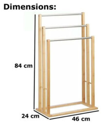 Bamboo Wooden Towel Holder Free Standing Bathroom Drying Rail Stand Storage Rack - thumbnail 2