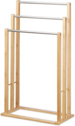Bamboo Wooden Towel Holder Free Standing Bathroom Drying Rail Stand Storage Rack - thumbnail 4