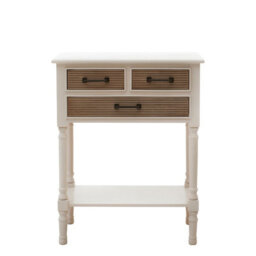 Orsina Pearl White Console Table For Hallway, Pine Wood  Wood Table For Home Décor With 3 Drawers - thumbnail 1