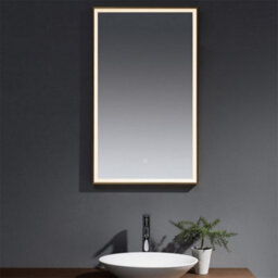 Clifton Bathroom Wall Mirror - Rectangular 1000 X 600mm - Brushed Brass Rectangular Wall Mirror - Led Light Lights - Bluetooth Speakers - thumbnail 5