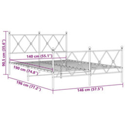 Berkfield Metal Bed Frame Without Mattress With Footboard White 140X190Cm - thumbnail 8