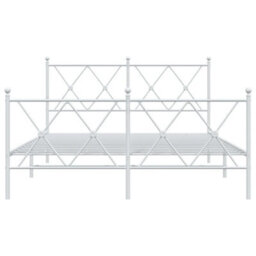 Berkfield Metal Bed Frame Without Mattress With Footboard White 140X190Cm - thumbnail 4