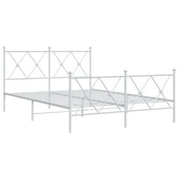 Berkfield Metal Bed Frame Without Mattress With Footboard White 140X190Cm - thumbnail 3