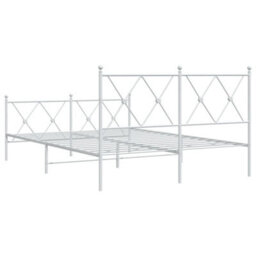 Berkfield Metal Bed Frame Without Mattress With Footboard White 140X190Cm - thumbnail 6