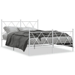 Berkfield Metal Bed Frame Without Mattress With Footboard White 140X190Cm - thumbnail 2